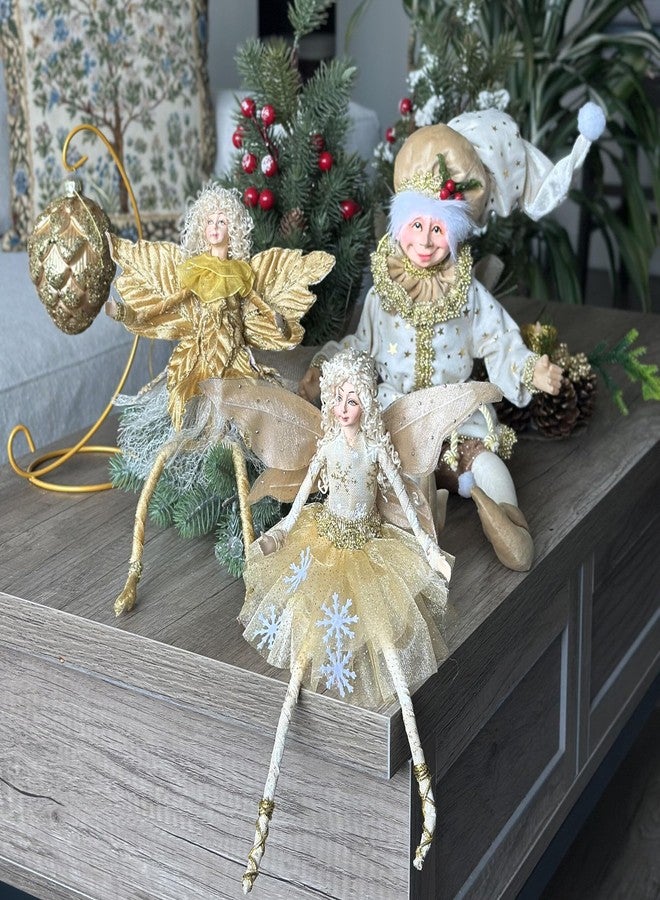 STP GOODS Christmas Decor Collectible Doll 12" Figurine for Home Decor & Holiday Posable Fairy Doll Indoor Christmas Seasonal Decoration Collectible Doll (Fairy in Gold) - Image 5